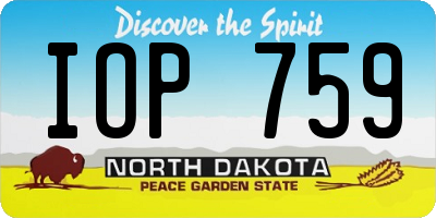 ND license plate IOP759