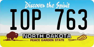 ND license plate IOP763