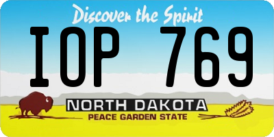 ND license plate IOP769