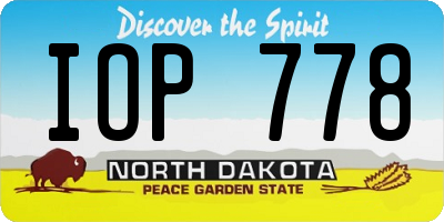 ND license plate IOP778
