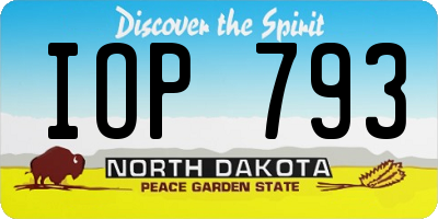 ND license plate IOP793