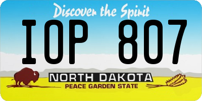 ND license plate IOP807