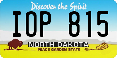 ND license plate IOP815