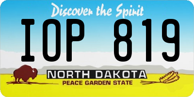 ND license plate IOP819