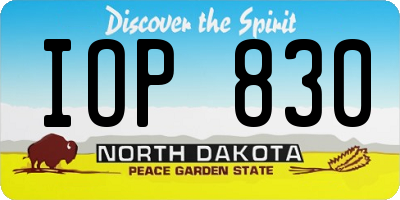 ND license plate IOP830