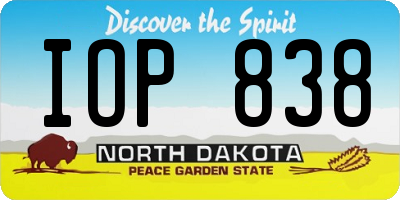 ND license plate IOP838