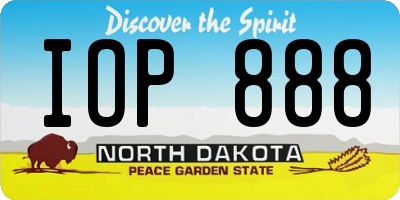 ND license plate IOP888