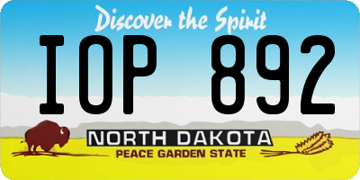 ND license plate IOP892