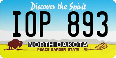 ND license plate IOP893