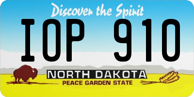 ND license plate IOP910