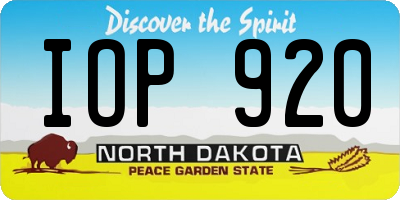 ND license plate IOP920