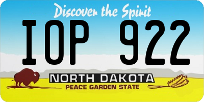 ND license plate IOP922
