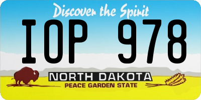 ND license plate IOP978
