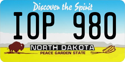 ND license plate IOP980