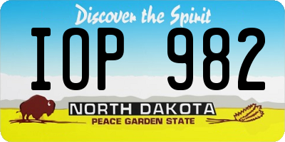 ND license plate IOP982