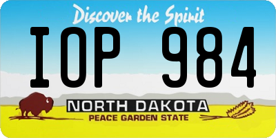 ND license plate IOP984