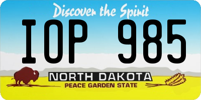ND license plate IOP985