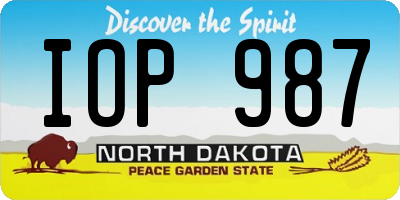 ND license plate IOP987