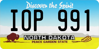 ND license plate IOP991