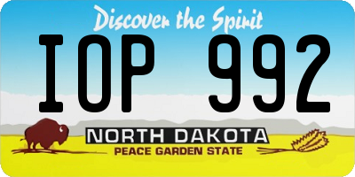 ND license plate IOP992