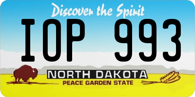 ND license plate IOP993