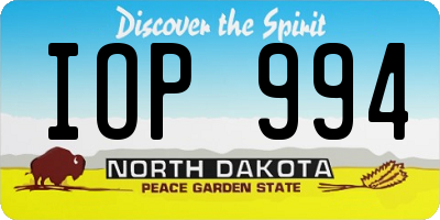 ND license plate IOP994