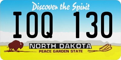ND license plate IOQ130
