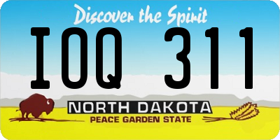 ND license plate IOQ311
