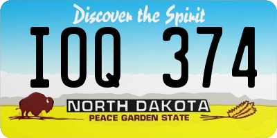 ND license plate IOQ374