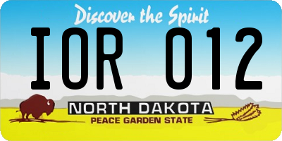 ND license plate IOR012