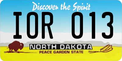 ND license plate IOR013
