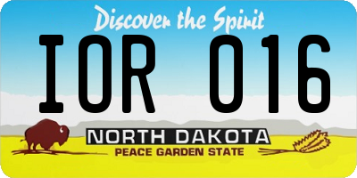 ND license plate IOR016