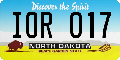 ND license plate IOR017