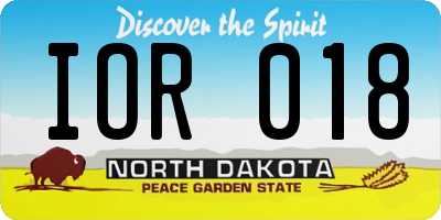 ND license plate IOR018