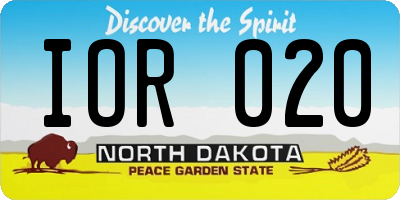 ND license plate IOR020