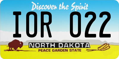ND license plate IOR022