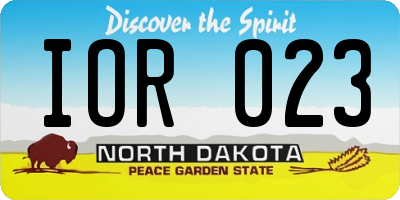 ND license plate IOR023
