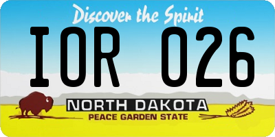 ND license plate IOR026