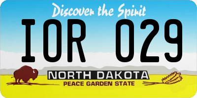 ND license plate IOR029