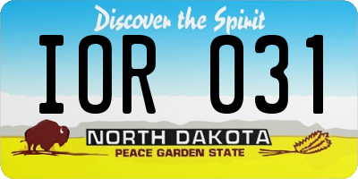 ND license plate IOR031