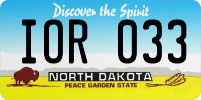 ND license plate IOR033