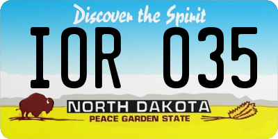 ND license plate IOR035