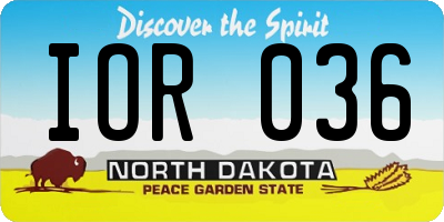 ND license plate IOR036