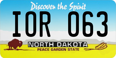 ND license plate IOR063