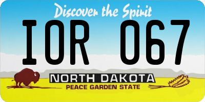 ND license plate IOR067
