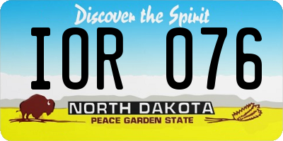 ND license plate IOR076