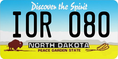 ND license plate IOR080