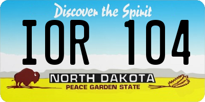 ND license plate IOR104