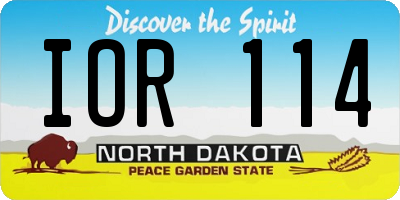ND license plate IOR114