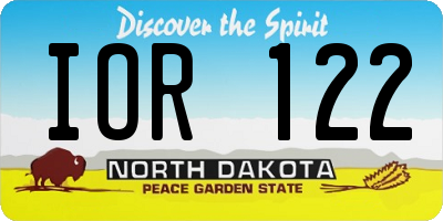 ND license plate IOR122
